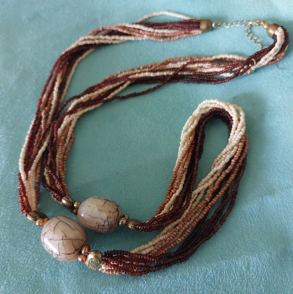 Multi-strand Beaded Necklace, Vintage 34", Estate Jewelry